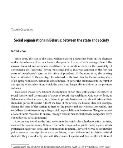 Social organisations in Belarus: between the state and society